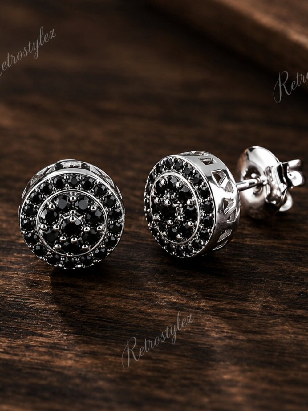925 Sterling Silver Womens 2ct Black Diamond Round Stud Earrings New Jewelry